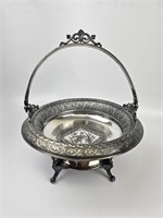 Derby silver co. crane scene handled footed dish