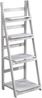 Foldable White Ladder Plant Shelf