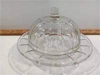 Vintage Hazel Atlas Clear Glass Round Butter Dish