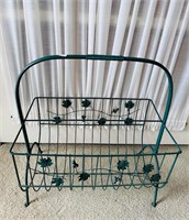 wrought iron/Vintage Green Metal Magazine Rack