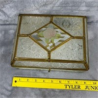 Stained Glass Vtg Jewelry Box w/ Mirror damaged