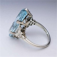 Jewelry zircon Charm Oval Cut Aquamarine Silver Je