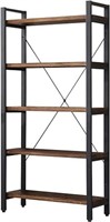 Wh-aoerpumy 5 Tier Bookcase, Solid Rustic