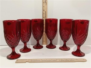 Shannon Crystal Red Iced Tea Glasses