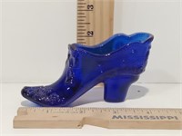 Vintage Cobalt Blue Glass Slipper