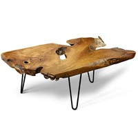 Natural Wood Edge Teak Coffee Table W/ StyleCraft