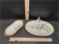 Antique Limoges Hand Painted Relis Dish and Floral
