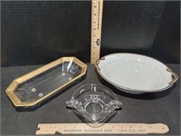 Noritake Serving Bowl, Gold Trimmed Dish and Small