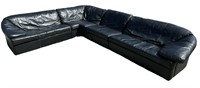 ROLF BENZ Black Leather Post Modern Sofa