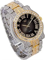 Pave Men's 45mm Iced Out Diamond Watch with Roman