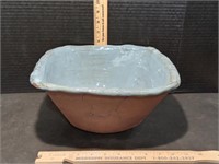 Blue Pottery Serving Bowl, 11 1/2" Wide