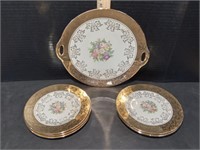 Vitage Atlas China Serving Plate and 6 Saucers