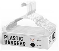 100 Pack Plastic Hangers - White