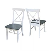 Set Of 2-cross Back Dining Chairs With Solid Wood