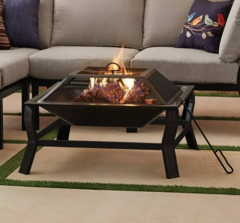 30” Square Wood Burning Fire Pit with Mesh Screen