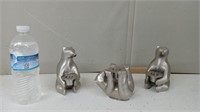 3 METAL BEAR STATUE CANDLE HOLDERS
