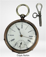 Antique Key Winding Swiss Pocket Watch Silver Case