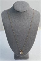 14k Gold Pearls & Diamond Pendant on Necklace