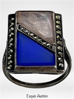 Vintage Sterling Silver Lapis & Quartz Ring