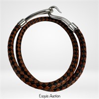 Hermes Jumbo Woven Leather Bangle Bracelet