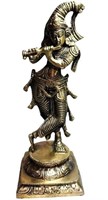 Lord Krishna Playing Flute Brass Statue Figure