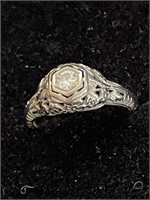 18k Antique Diamond Filigree Ring