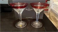 (2) Pair Waterford crystal simply red martini