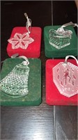 (4) Waterford Crystal Christmas Ornaments