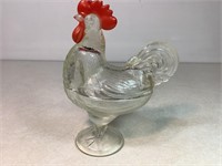 Vintage Standing Rooster Covered Dish, 8.5in Tall