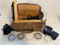 Leather Camera Case W/ Vivitar Lens Collection