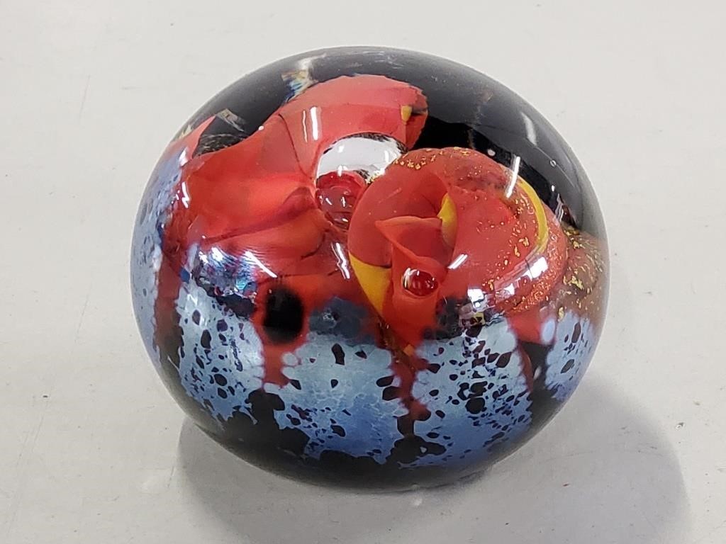 Hand Blown Glass Paperweight 2in Tall