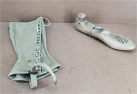 Antique Shoe Stretcher & 1 Military Shin Guard