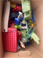 Box of legos and misc toys