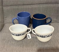 LOT, BLUE AND WHITE COFFEE CUP