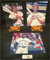 3 Signed Baseball Photographs.