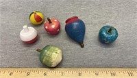 Vintage Spinning Tops Wood and Plastic