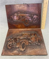 1930’s Automobile Stamped Leather Wall Hangings