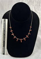 Sterling and coral 15 inch necklace