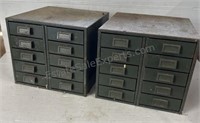 Pair of Army Green Metal Hardware Storage