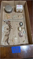 Jewelry: pins, necklaces, trinket boxes