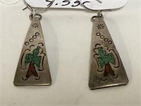 Sterling Native Inlaid Earrings 4.5gr TW