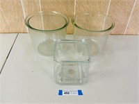 (3) Glass Containers
