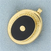 Vintage Onyx Pendant or Pin in 18k Yellow Gold