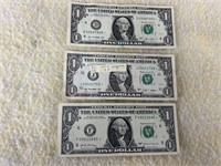 (3) $1 Star Notes