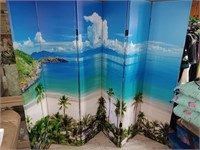 6 panel canvas screen room divider double sided