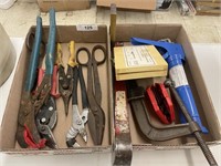 2 BOXES - WIRE SNIPS, CHANNEL LOCKS, CLAMP