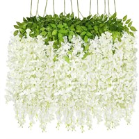 12 Pack Artificial Hanging Flowers Wisteria Garla