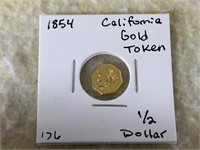 1854 California Gold Token 1/2 Dollar