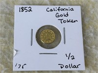 1852 California Gold Token 1/2 Dollar