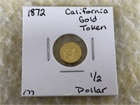 1872  California Gold Token 1/2 Dollar
